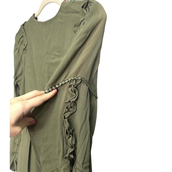 Hale Bob Josephine Embroidered Maxi Dress Olive Green XS - Picture 6 of 7